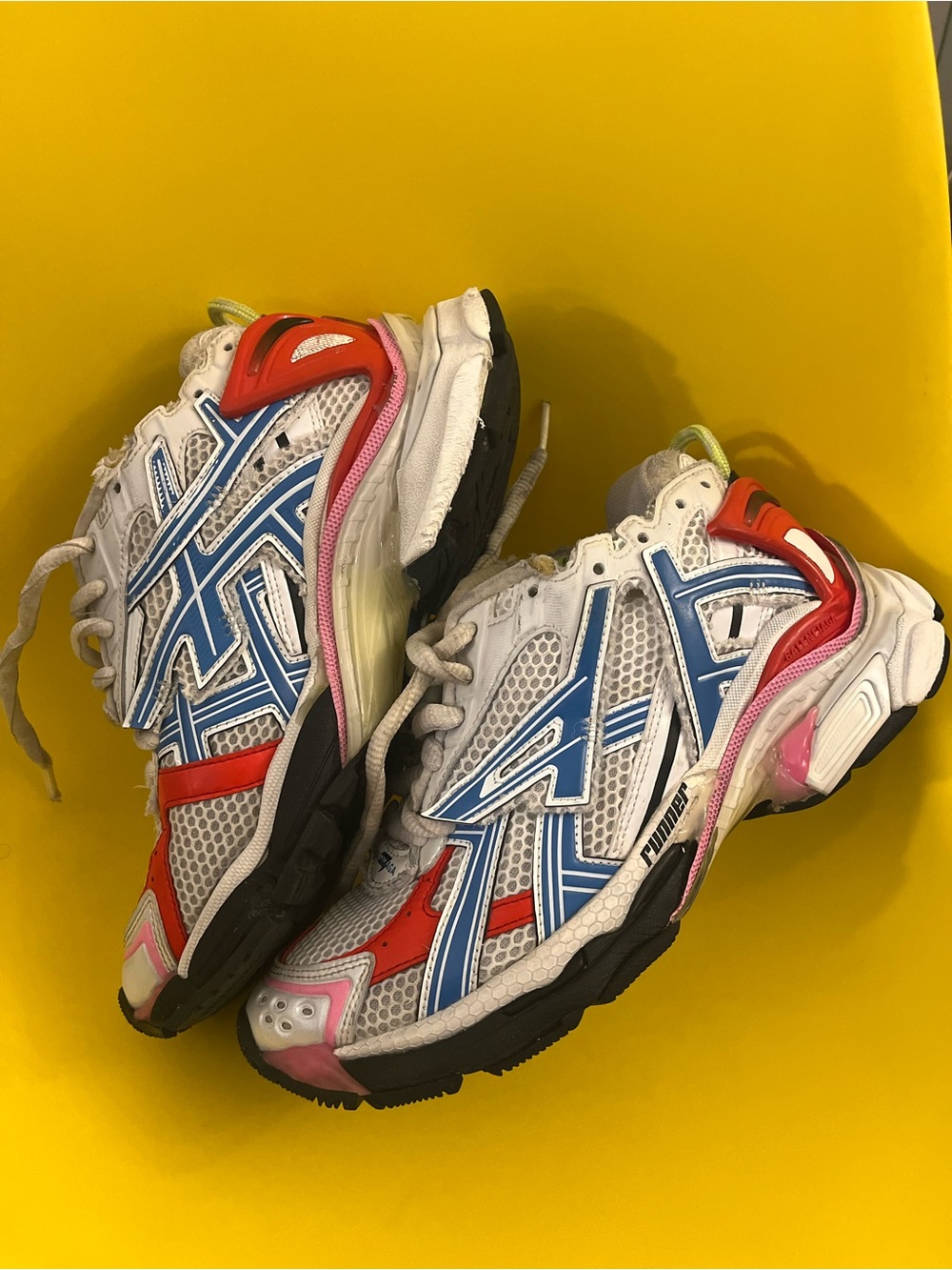 Balenciaga women White Sneakers with Blue, Red, and Pink Accents